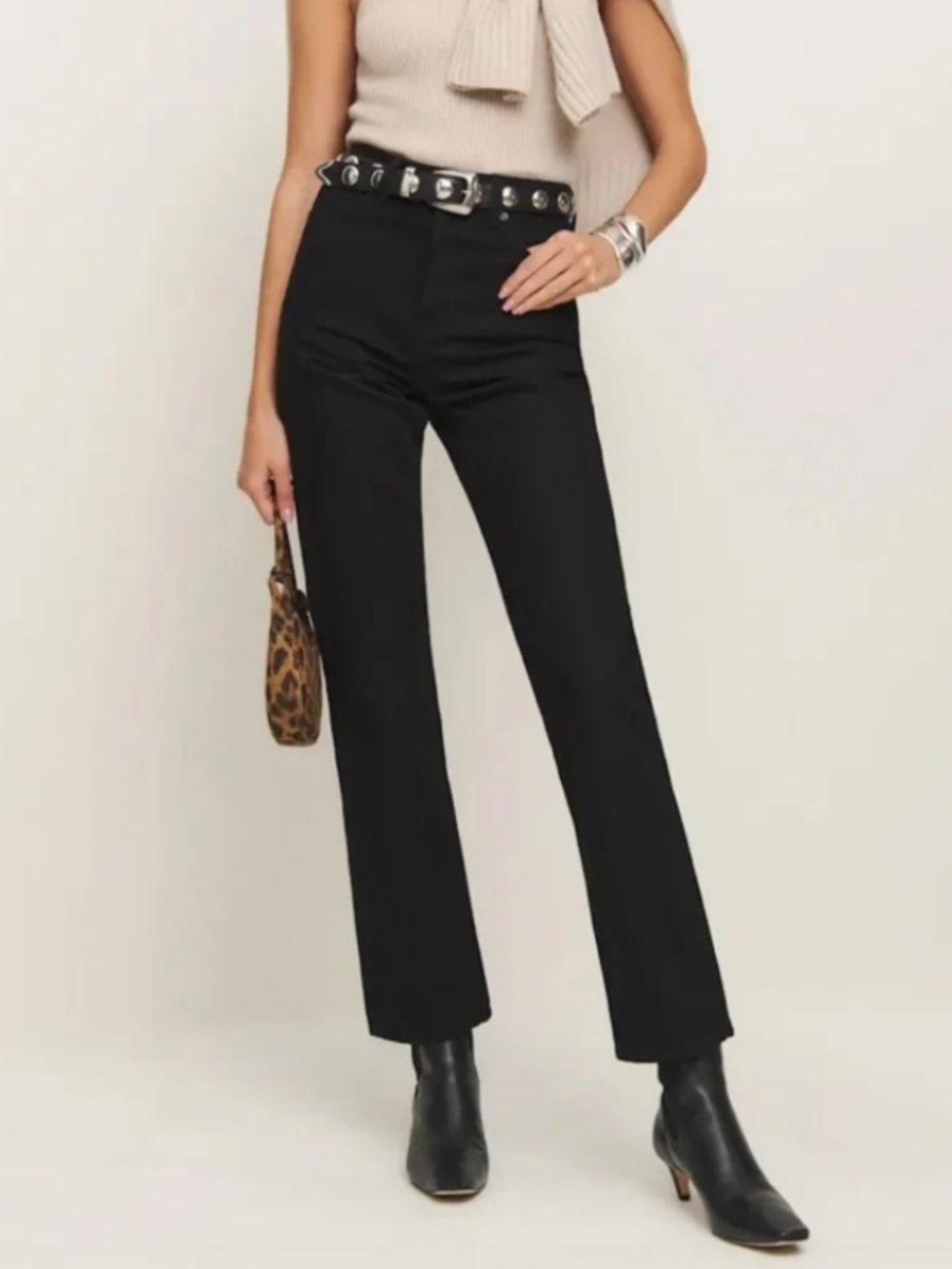 Cynthia High Rise Straight Leg Reformation Jeans Black 28